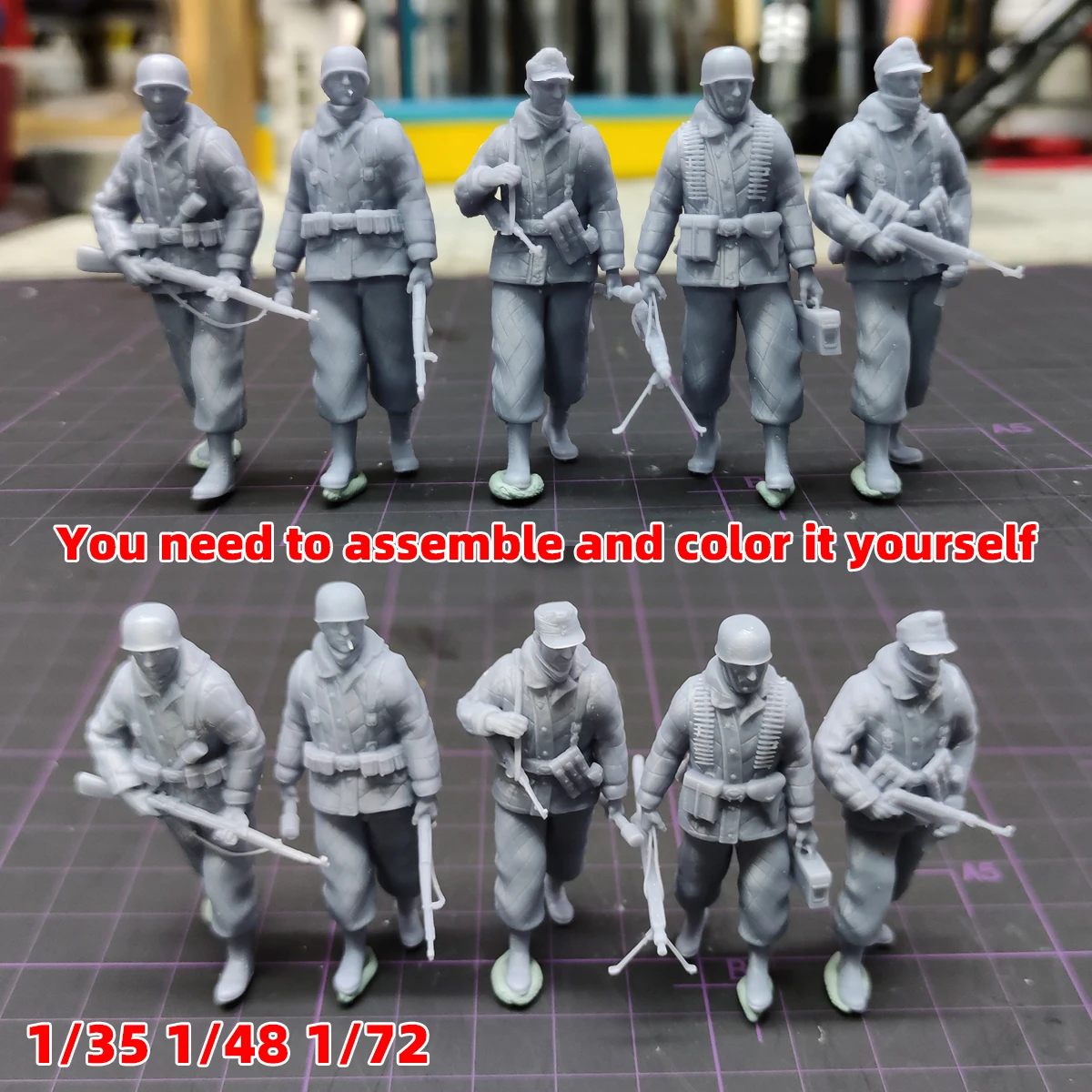 독일 낙하산병 낙하산병군 병사 피규어 군인 팀 조립식 정적 스케일 모델 키트 5개 1/72 1/35 1/48