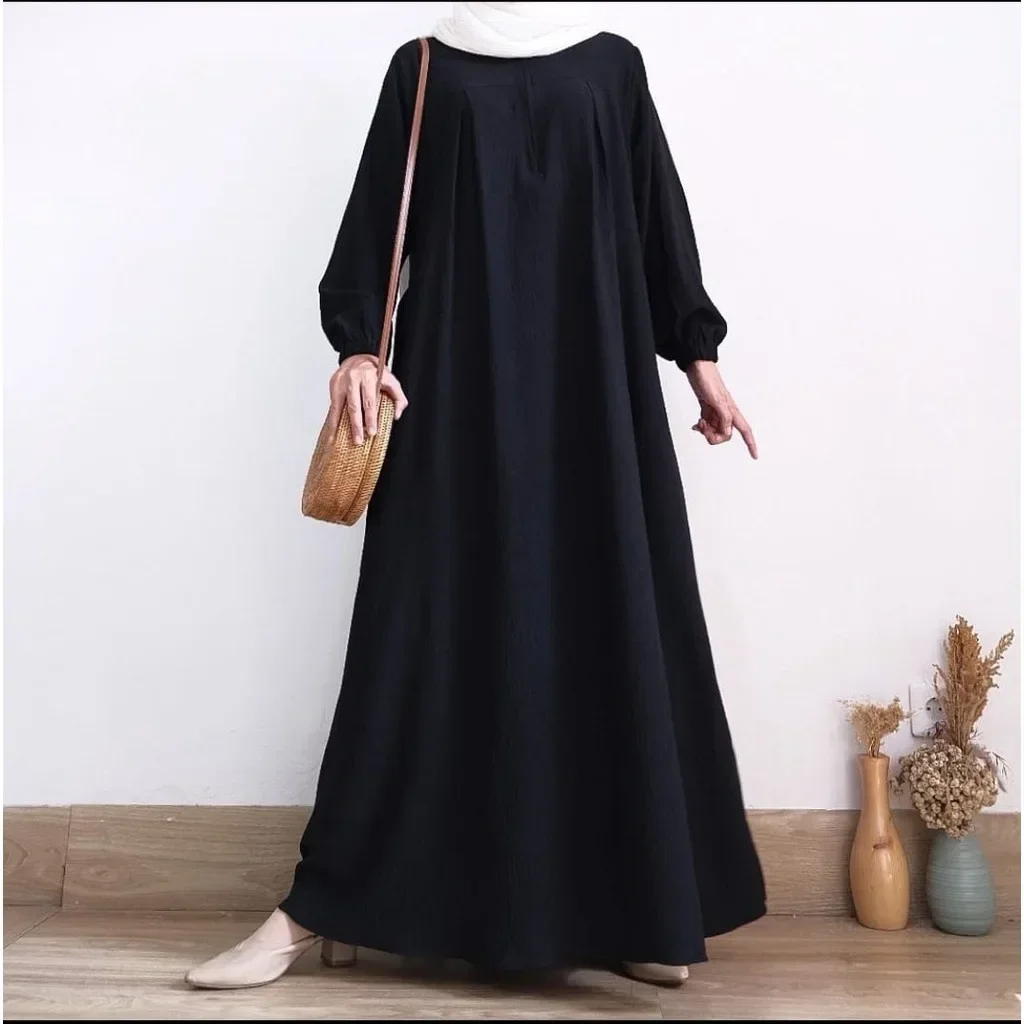 Elegant Muslim Long Dress Casual Prayer Abaya Zipper for Women Turkey Arab Kaftan Hijab Robe Islamic Party Ramadan Eid Jilbab