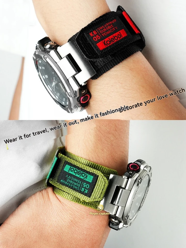 Nylon Canvas Watch Band for Casio 5513 G-SHOCK GST-B100 S110 S120