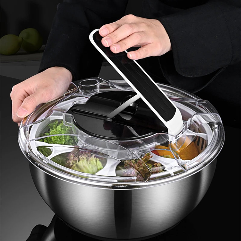 Stainless Steel Vegetable Fruit Dryer Drainer Dehydrator Salad Spinner  Clean Salad and Fruit Vegetables Centrifuge Kitchen Tools - AliExpress
