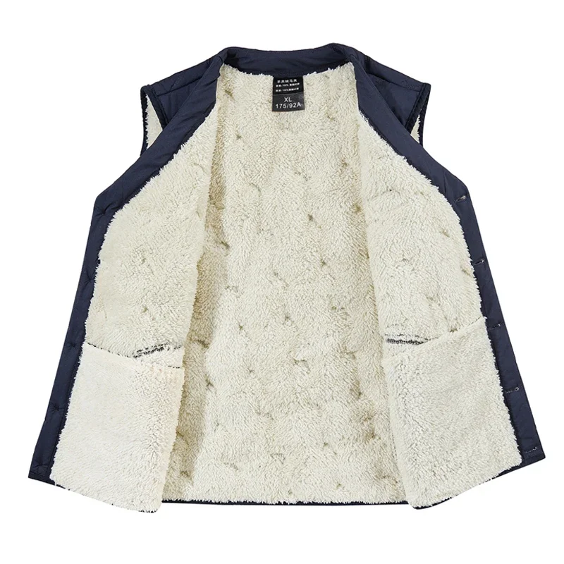 New Men's Vest Jackets Waterproof Outerwear Button Sleeveless Coats Winter Warm Coat Casual Lightweight Thick Sherpa Lined Vests