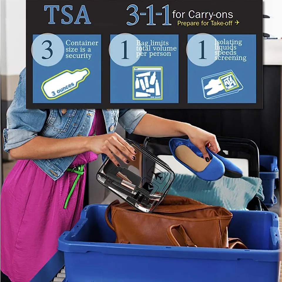 Trousse De Toilette Transparente Approuvée TSA - Lot De 2 Noires - Idéal Voyage - Marque WANDF