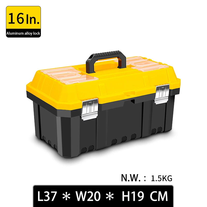 Storage Plastic Tool Box with Removable Tray,Small Tool Box Organizer with Screw Box, Yellow Hardware Organizer for Home bucket tool bag Tool Storage Items