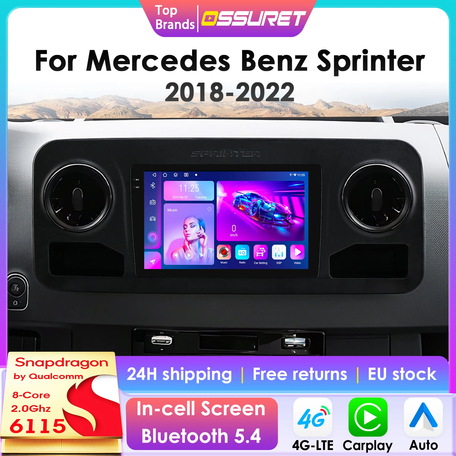 360-Grad-Kamera Android 14 Autoradio für Benz Sprinter 2018-2022 Auto-Multimedia-Player CarPlay Android Auto GPS Stereo 6115