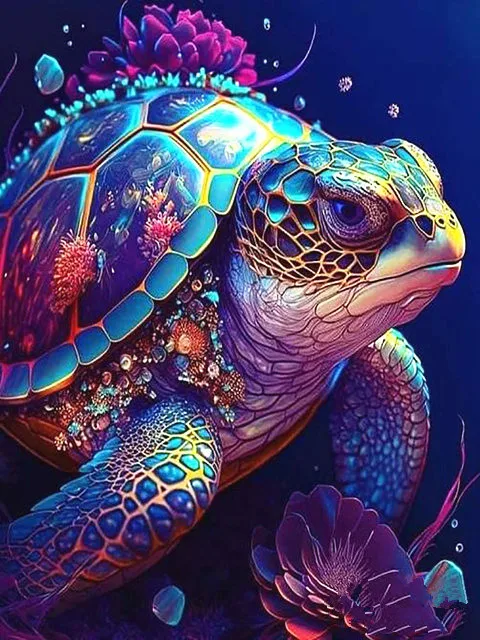AZQSD Diamond Painting Animal Sea Turtle Handmade Rhinestones AB