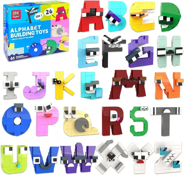 Arabic Numerals Style Alphabet Building Blocks Kit English Letters Lore  (1-9) Education Bricks Toys For Children Kid Christmas GiftsFree gift (+-)  