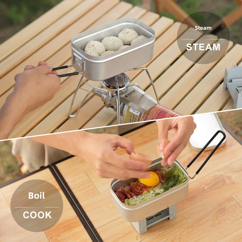 800/1400ML Aluminum Lunch Boxes Travel Camping Tableware Mess Tin Outdoor Picnic Tourist Bowl Dishes Bento Camp Hiking Supplies