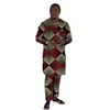 V-Neck Shirts With Bottoms Men's Groom Suit Original Design Nigerian Fashion Pant Sets African Wedding Party Outfits 6