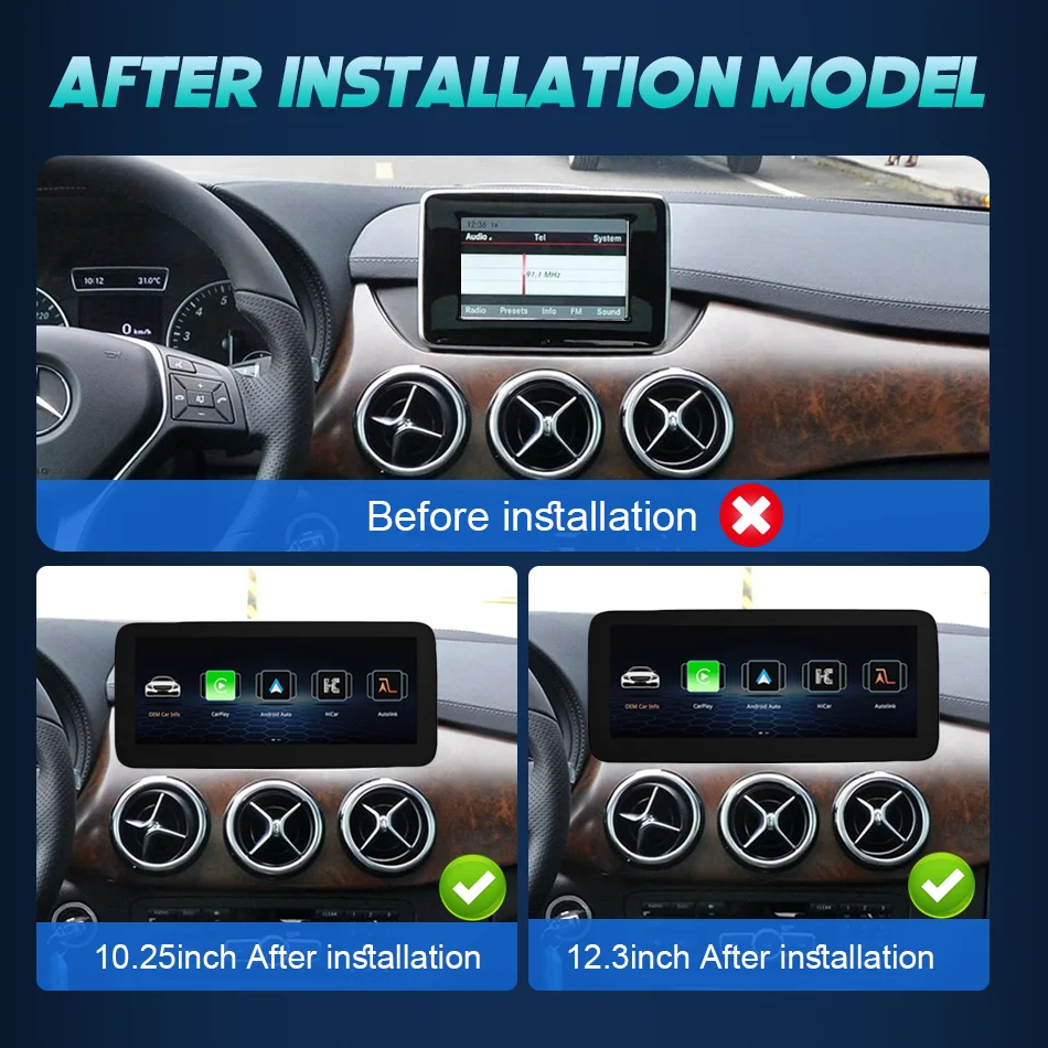 Pantalla táctil inalámbrica Carplay para Mercedes Benz Clase B W246 2011-2019 reproductor Multimedia de coche Radio Navi automotriz 6