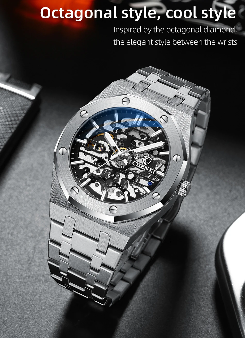 CHENXI 2021 New 8848 Automatic Men Top Brand Mechanical Tourbillon Wristwatch Waterproof Business Stainless Sport Male Watches
