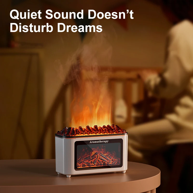 Simulated Fireplace Aroma Diffuser with 7-Color Flame Effects, Retro-Style Charcoal Design, Essential Oil Diffuser for Home Use 2