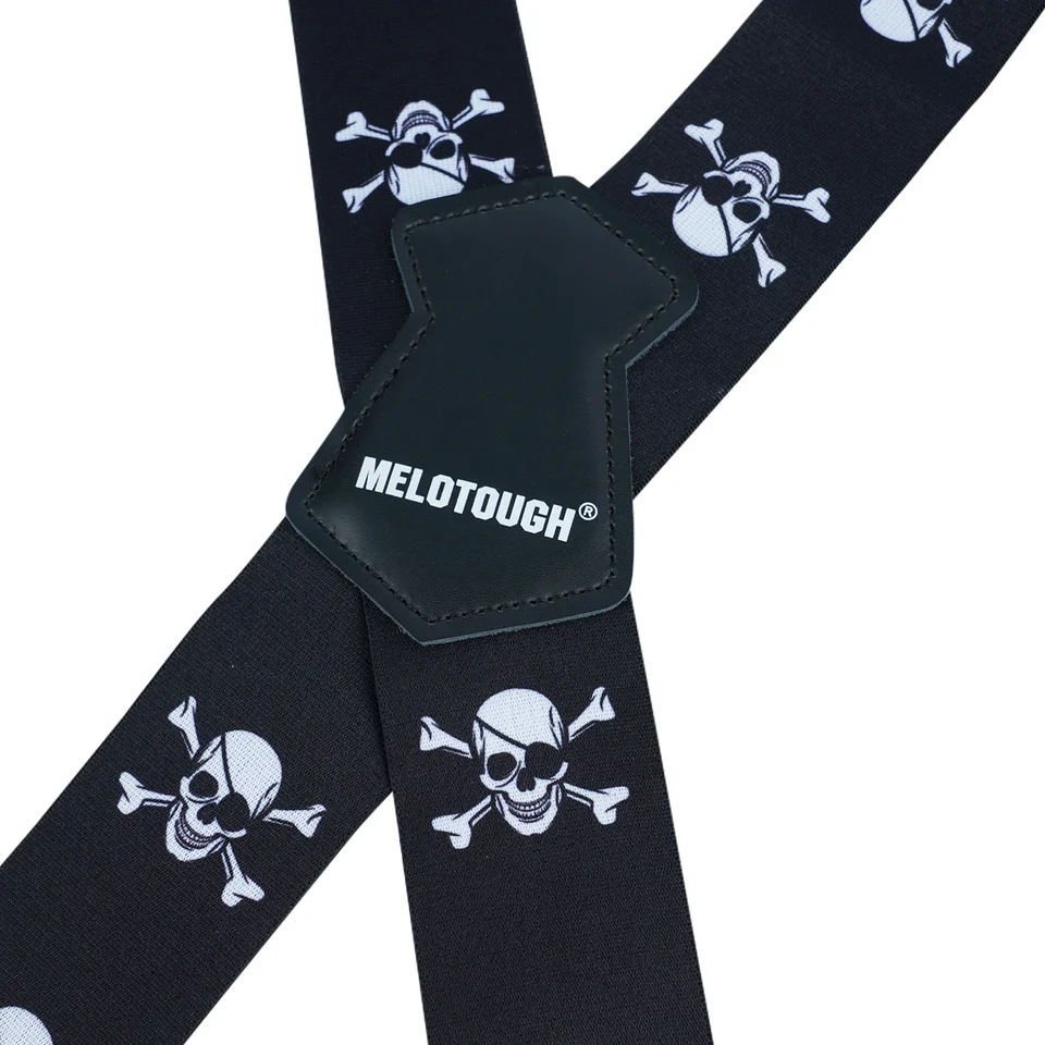 DonDon Bretelle uomo larghezza 3,5 cm con 4 resistenti clip a X cucite nero