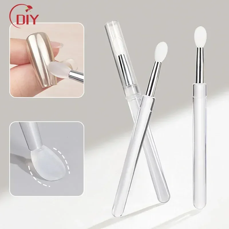 

10pcs Nail Arts Silicone Applicator Sticks Reusable Chrome Glitter Applying Manicure Tool Easy-Daub Pigment Silicone Nail Brush