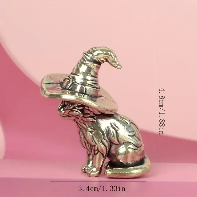 Statue de chat en laiton Vintage, Sculpture animale faite à la main, décoration de héros traditionnel pour décoration de scène de bureau et de maison, 1 pièce 5