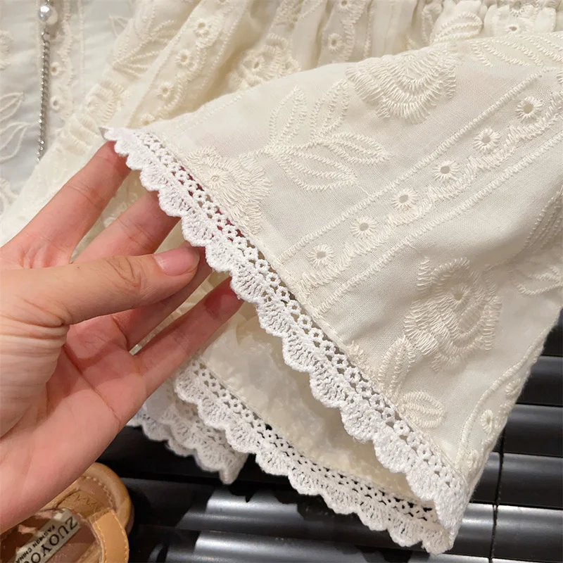 2024 New Summer Korean Style Baby Girls Clothing Set Sleeveless Cotton Embroidered Vest+Shorts 2-7Yrs Children Clothes Suit 5