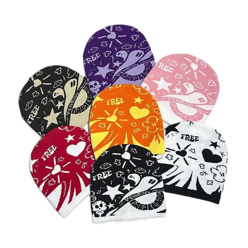 

Double Sided Hat Jacquard Hat Women Windproof Hand Crochet Bonnet Hat
