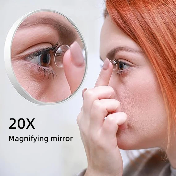 Magnifying Mirror 4.5 inch Makeup Mirror with 20X Magnification 3 Suction Cups and tweezer makeup mirror magnifying mirror