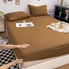 Washed Cotton Fitted Sheet with Elastic Bands Non Slip Adjustable Mattress Cover for Double King Queen Bed 90x200 150x200 180 1