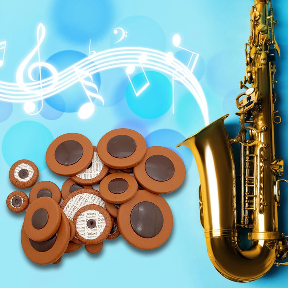 Sax Repair Pads Multi Size Alto Sax Pads Professional Leather Saxophone Cushions Sax Leather Pads for Sax Enthusiasts Players