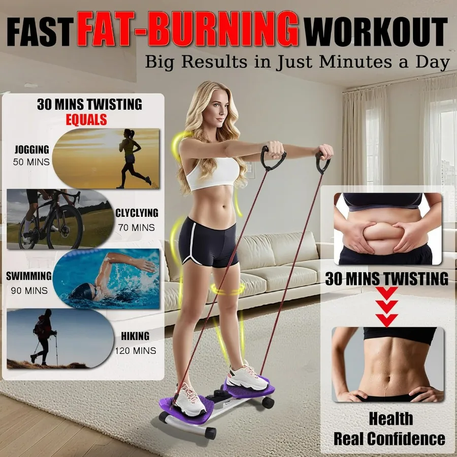 Waist Twister Machine Exercise, Ultra-Quiet Adjustable Ab Twist Board for Exercise with Smart LED Display, 350LBS Capacity, Wais