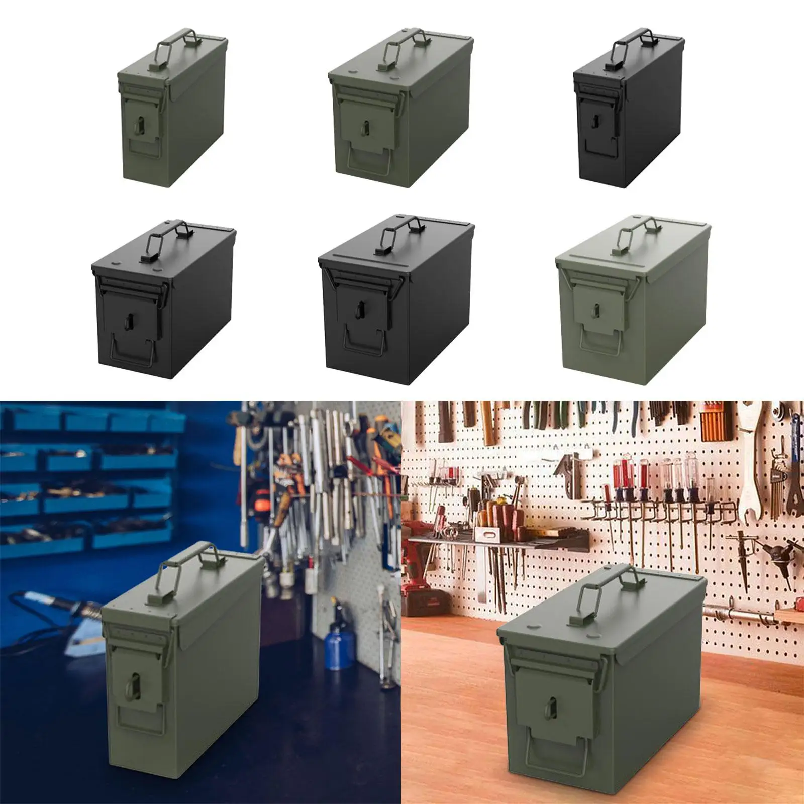 Portable Tool Box Heavy Duty Carrier Container Steel Hard Case For Equipment Tools Home Repairs Components Travel