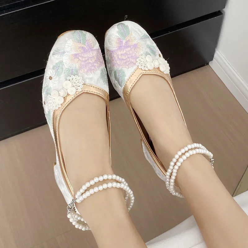 2024 NEW Beaded Print High Heels Women Shoes Spring Elegant Dress Shoes Sandals Summer Designer New Walking Pumps Sinicism
