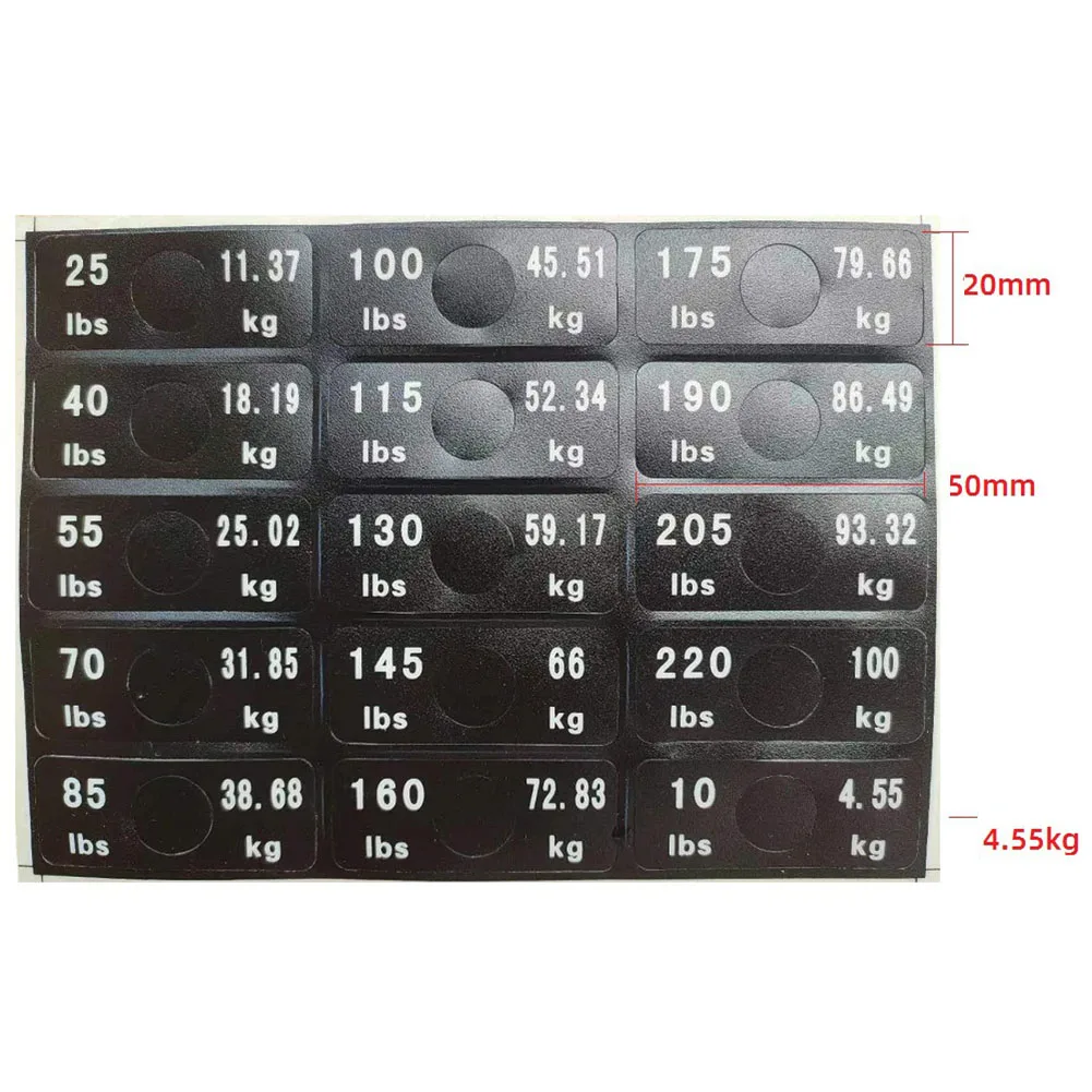 Gewichtsaufkleber, selbstklebende Gewichtsstapel-Etiketten, Aufkleber für Fitnessgeräte, Hantelplatten-Aufkleber, Aufkleber für Fitnessgeräte – Detail 5