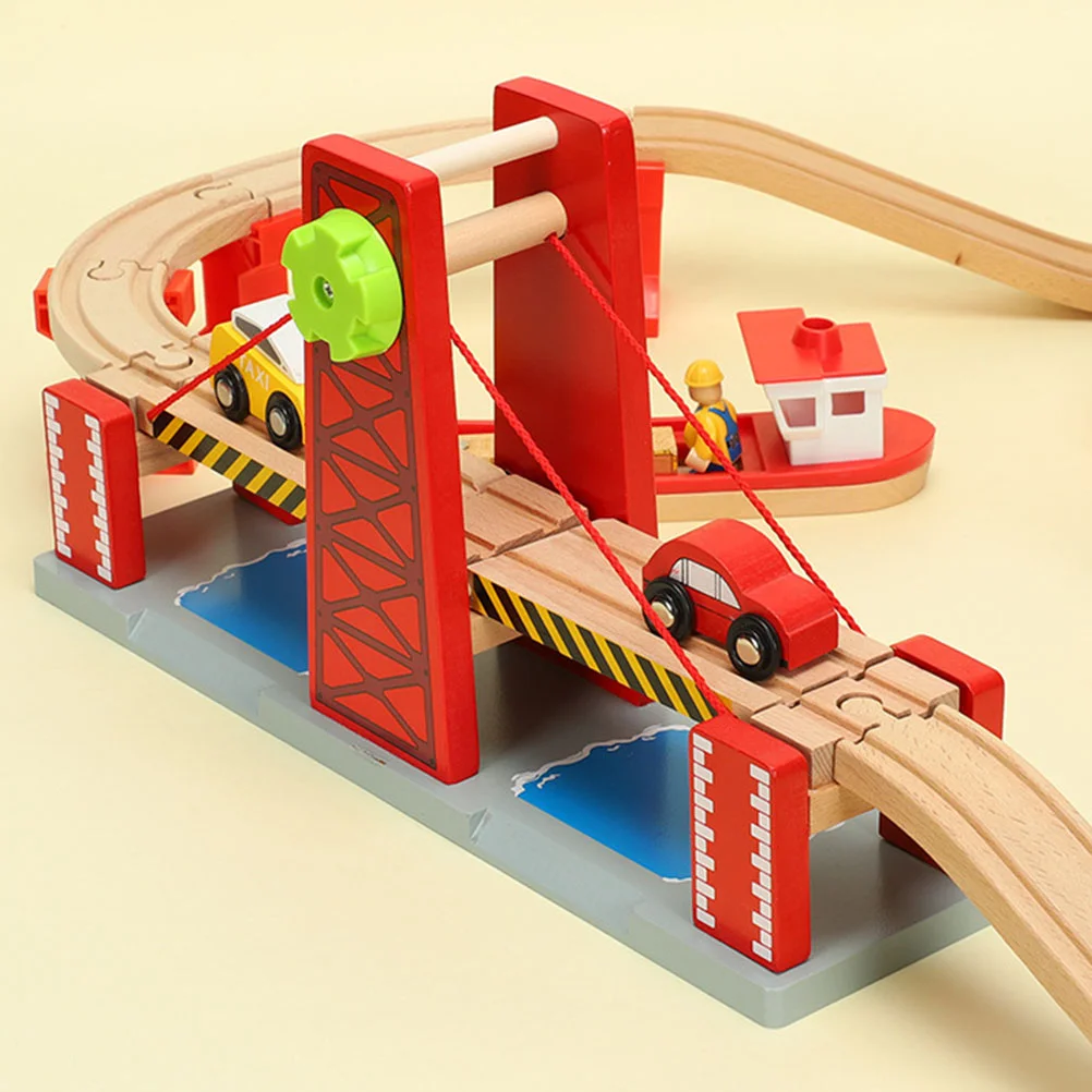 Train Track Tracks Railroad Suspension Bridges Red DIY Drawbridge Toys Child