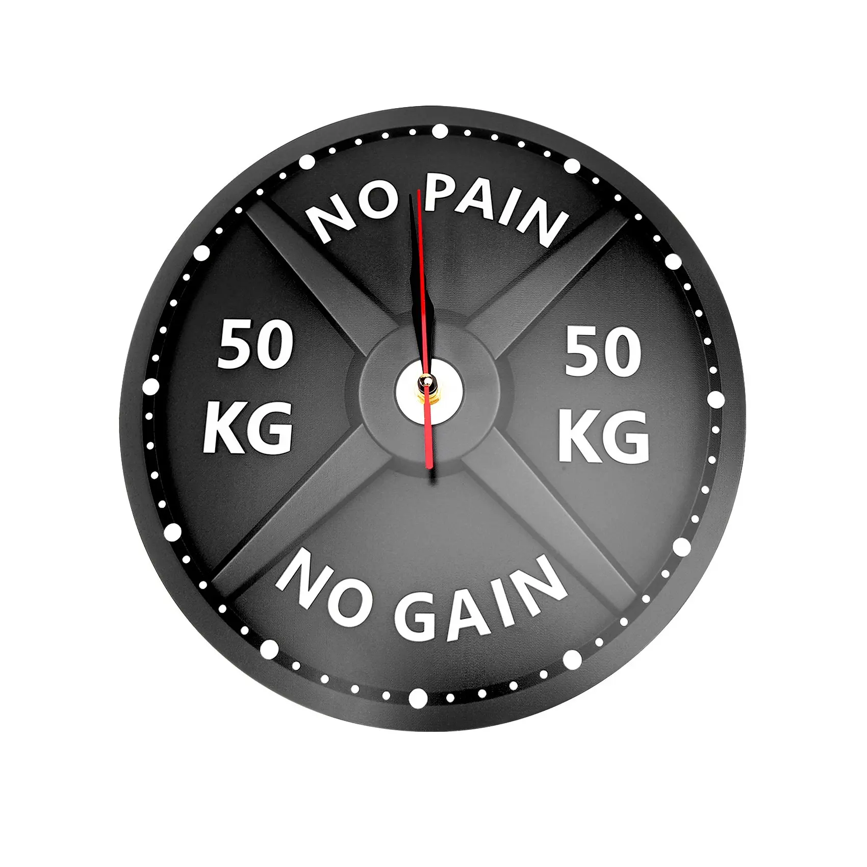 

50KG Print Wall Clock Circular Gym Weight Lifting Dumbbell Bodybuilding Silent Acrylic Clock
