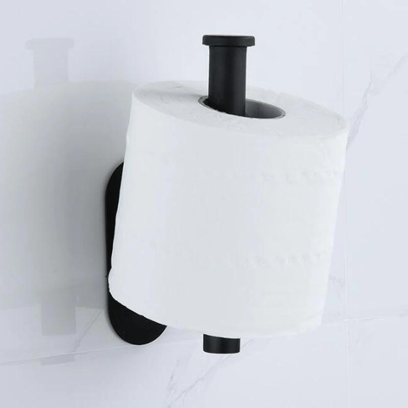 black silver Toilet paper holder roll towel bathroom wall rack stainless steel storage rack self-adhesive paper towel holder