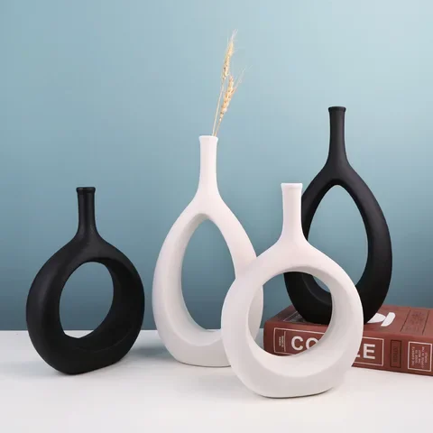 

VILEAD Ceramic Crafts Simple Vase Nordic Style Flower Pot Bedroom Living Room Desktop Decoration Balcony Ornaments Home Decor