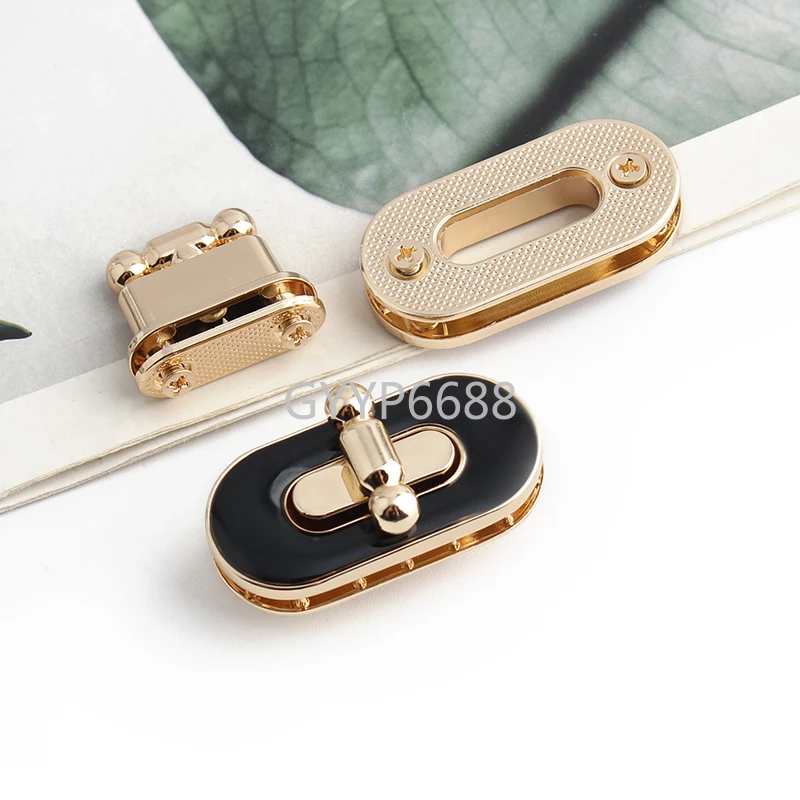 2-5-20Sets Oval Metal Turn Lock Twist Locks For Leather Craft DIY Women Purse Wallet Bags Handbag Turn Lock Hardware Accessories