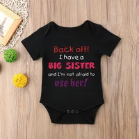 I Have A Big Sister Funny Letter Printed Newborn Baby Bodysuit Short Sleeves Body Baby Boy Onesie Cute Baby Girl Romper Clothes 1