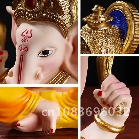 

God Hindu Elephant Buddha Sculpture Statue Ganesha Yoga Meditation Figurines Home Office Living Room Bedroom Decoration