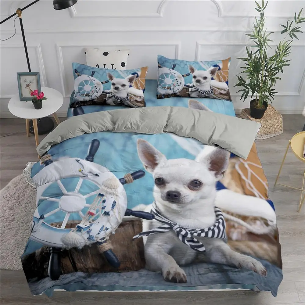 

Dog Duvet Cover Set King Size Cute Samoyed Smiling Angel Twin Bedding Set for Kids Teens Girl Lovely Puppy Polyester Quilt Cover
