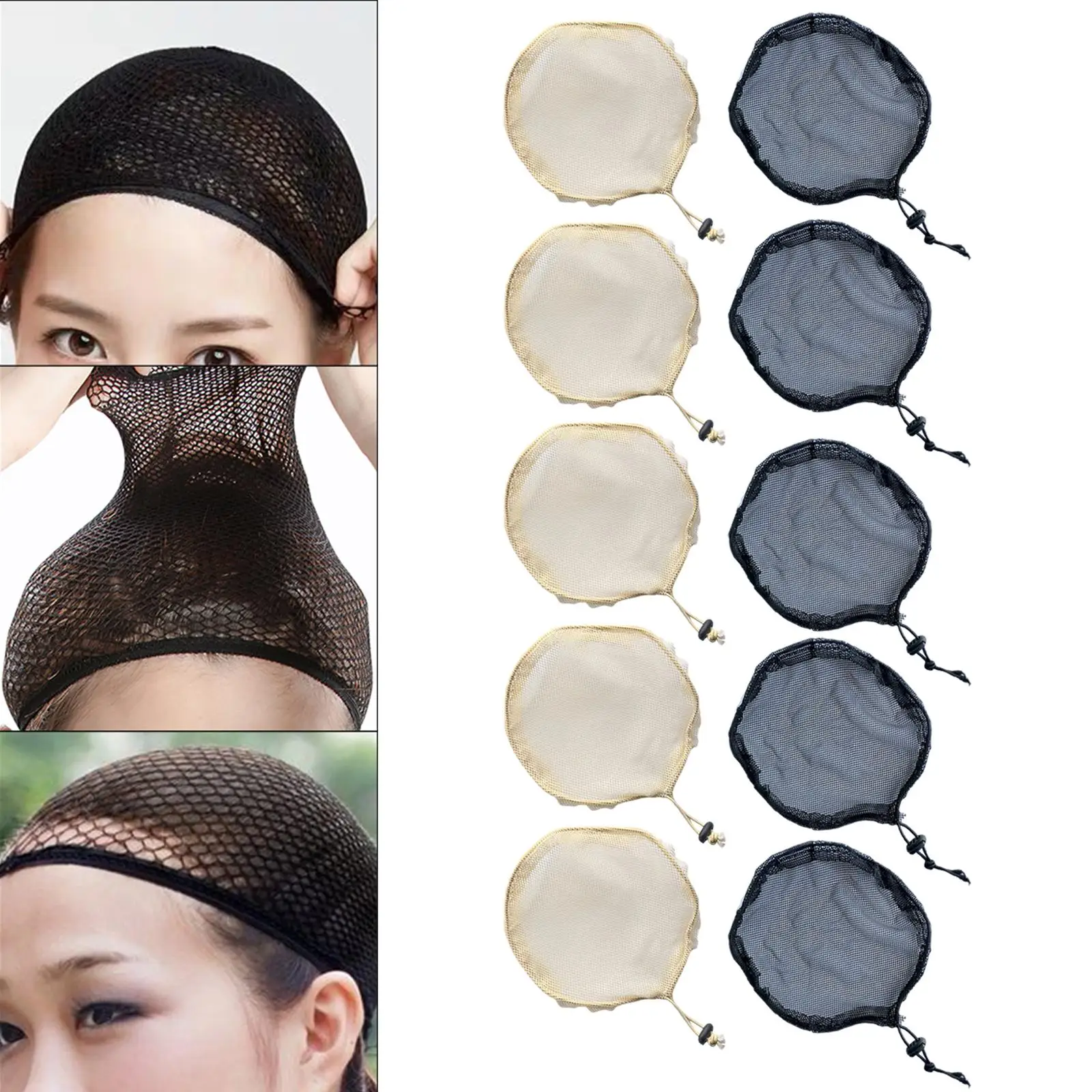 5Pcs Wig Caps Elastic/ Nylon Stretchy Mesh Stocking Closed Liner Net for Cosplay Halloween Men 