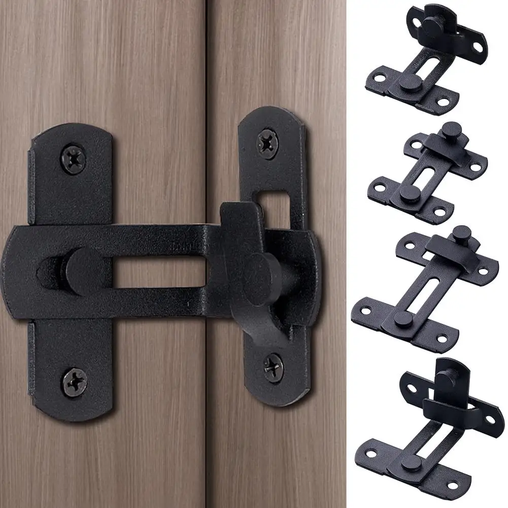 Stainless Steel Door Fastener Sliding Barn Door Latch For Locking Sliding 90 Degree Right Angle Door Lock Wine Cabinet Clos T7T4