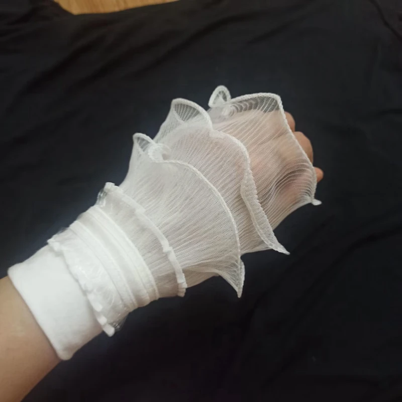 로맨틱 레이스 가짜 소매 네일 아트 사진 촬영 소품, 분리형 장식 커프 매니큐어 팁 디스플레이 액세서리