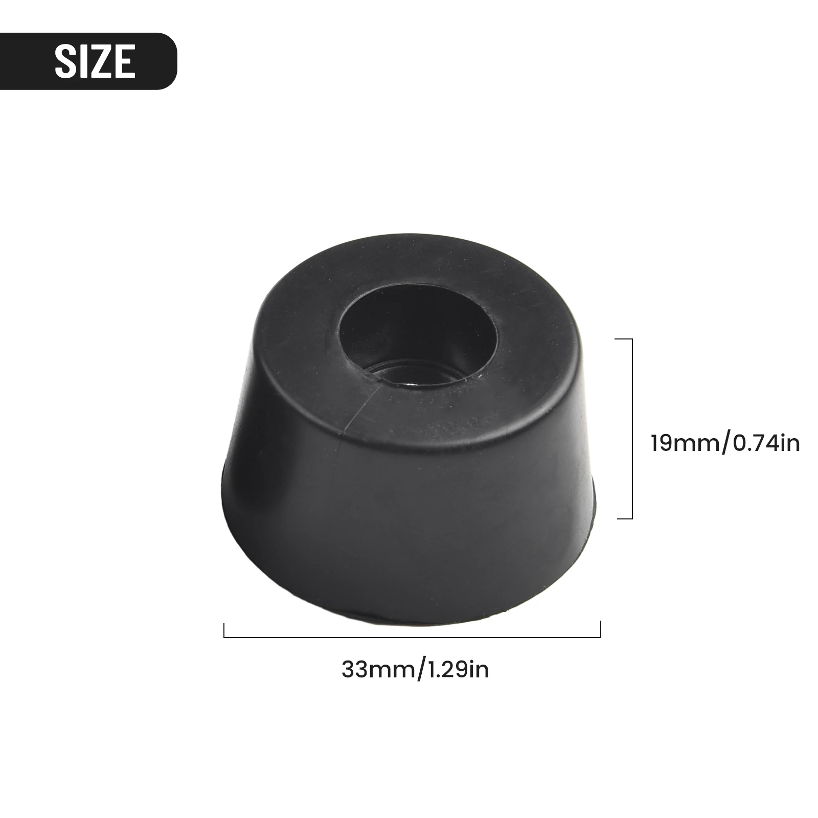 

4 Rubber Equipment Feet 19mm Tall Steel Washer Diameter 33mm Round Bench Grinder Rubber Material In Black Color