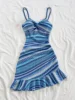 Summer 2025 new collection: European and American style street casual striped sleeveless round neck backless halter dress, short