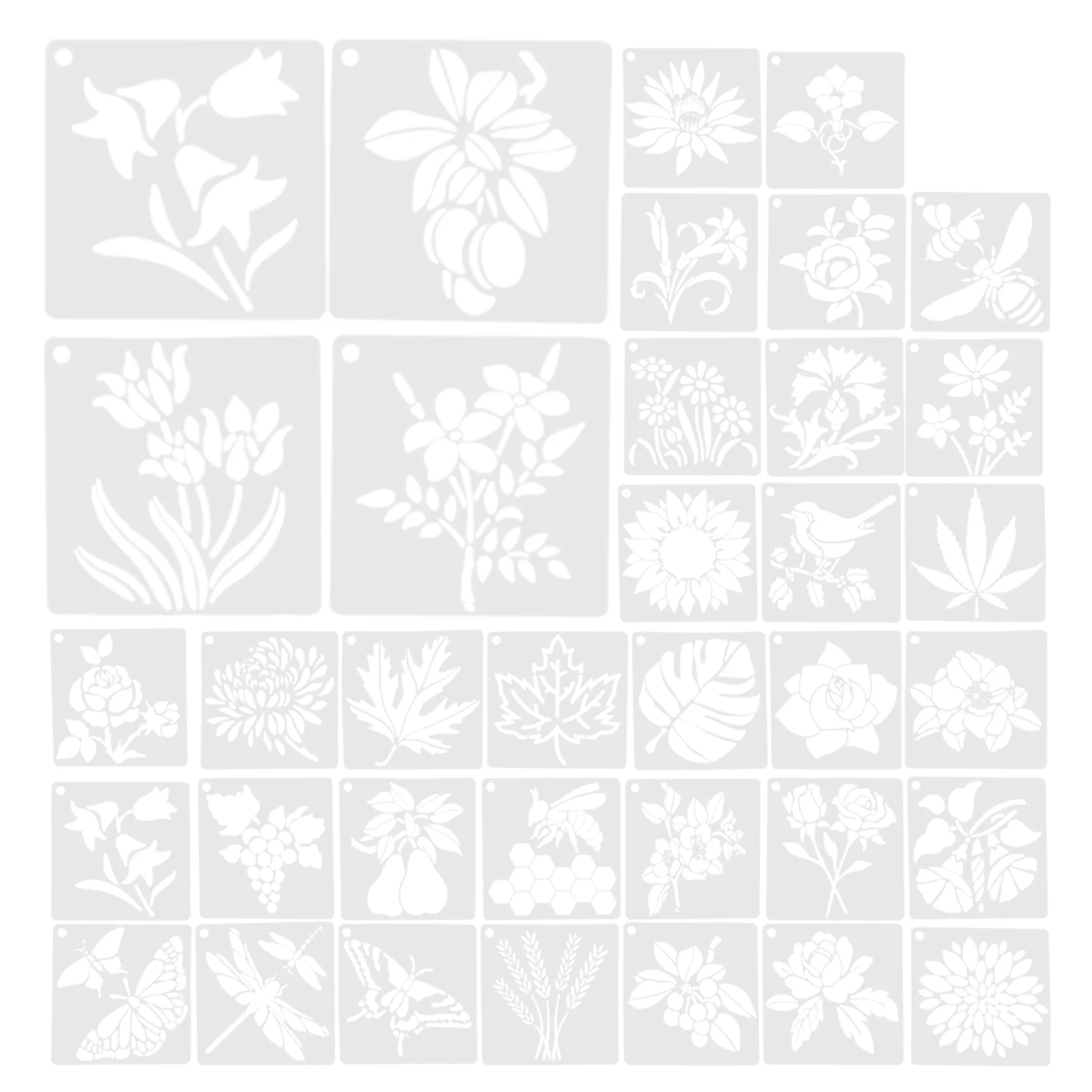 

36 Pcs Flowers and Birds Grass Template Decor Convenient Plastic Templates Wood Multi-function Stencils The Pet Painting Tools