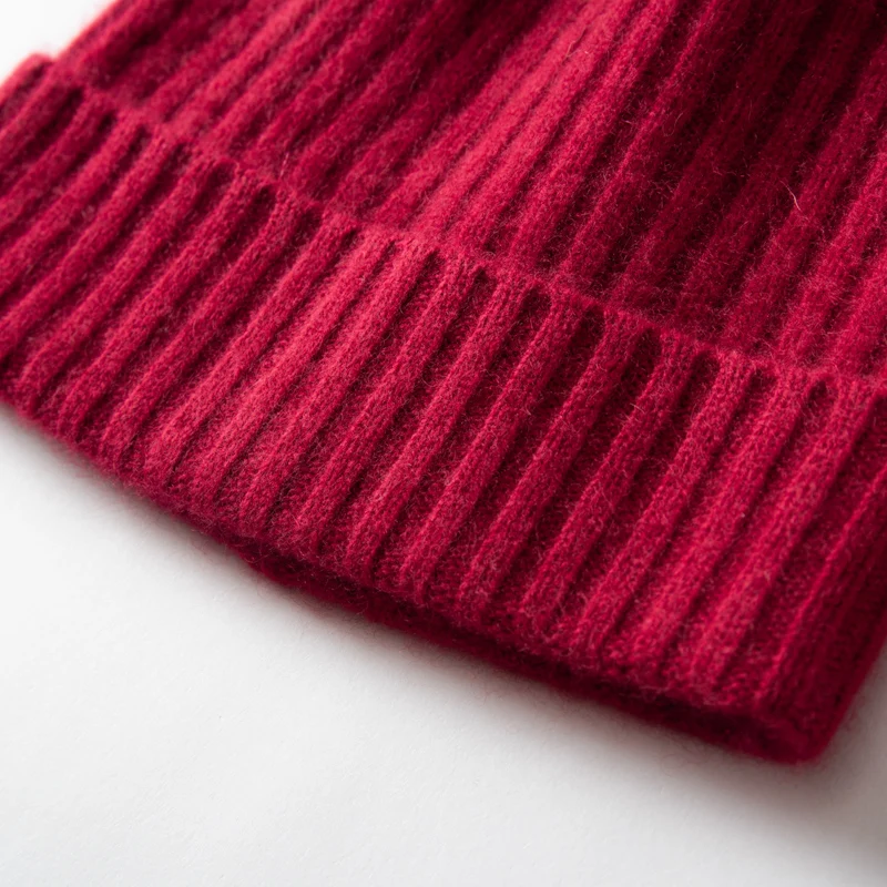 MERRILAMB Kaschmir Mützen für Frauen Neue Winter Gestrickte Kopfbedeckungen Warm Halten Hut Hohe Qualität Feste Beiläufige Outdoor Caps Skullies – Detail 26