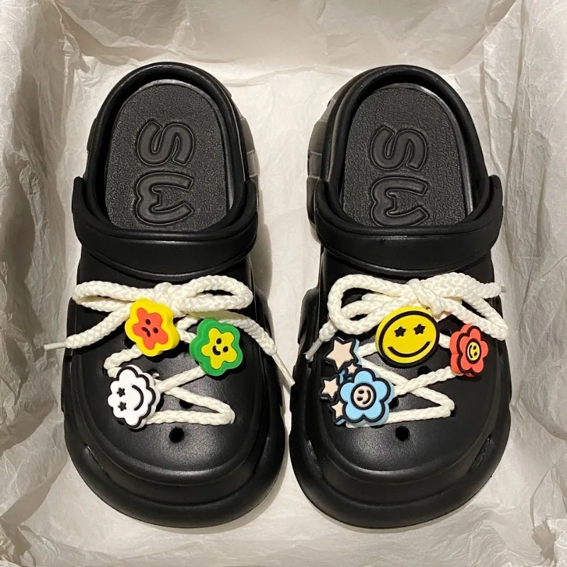 Rope Beach Garden ShoesComfort Thick Sole Anti Slip Women's Hole Shoes Outdoor Beach Sole Summer EVA Sandals Thick Hole Slippers