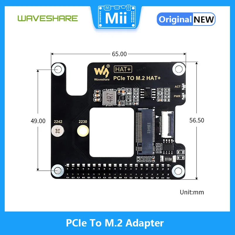 Waveshare PCIe to M.2 ,   5 , NVMe  M.2 ָ Ʈ ̺, HAT + ǥ 