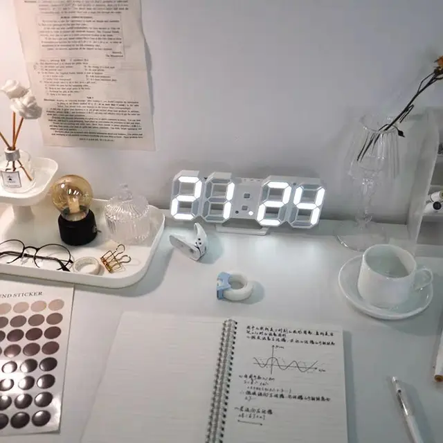 Sveglia digitale a LED 3D Orologio da parete Tempi Data Temperatura Adatto per la casa Orologio da cucina Decorazione Orologi Decor Garden 1