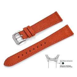Luxurious Vintage Suede Leather Watch Band - Soft & Comfortable Adjustable Strap - 22mm (Orange)