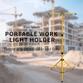 Supporto per treppiede per luce da lavoro, supporto per luce di inondazione, illuminazione da cantiere in lega di alluminio regolabile in altezza, pieghevole per interni ed esterni