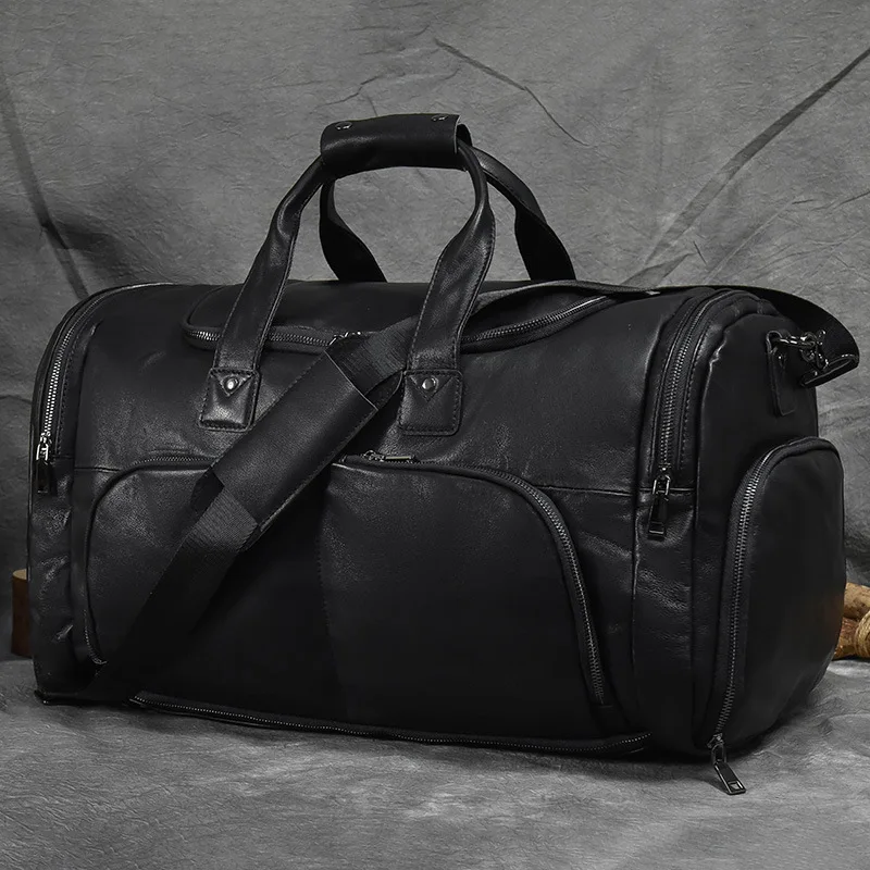 

Genuine Leather Men's Leisure Travel Bag Large Capacity Handbag Shoulder Diagonal Cross Luggage Bag Business Travel Luggage Bag