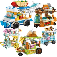 DIY Architecture Ice Cream Car Store Street View Food Building Blocks Kit Girls Bricks Classic Movie Model Kid Toys For Children 2
