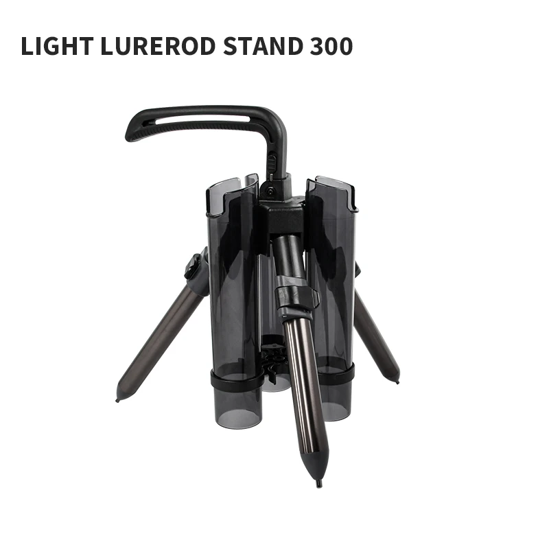 Portable Fishing Rod Support Tripod with Lure Box and Accessory Holder